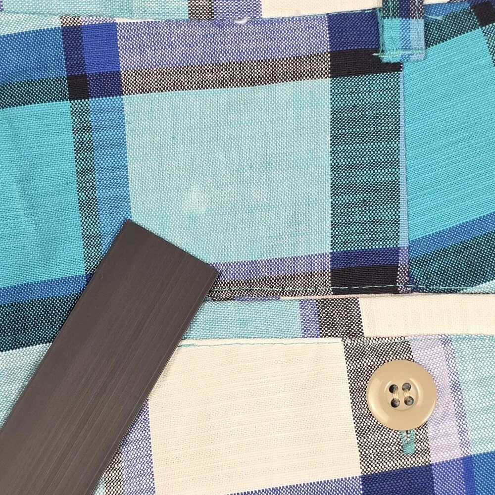 Loudmouth Men's Golf Shorts Sz 34 Plaid Blue Teal‎ Black 100% Cotton Preppy Bold